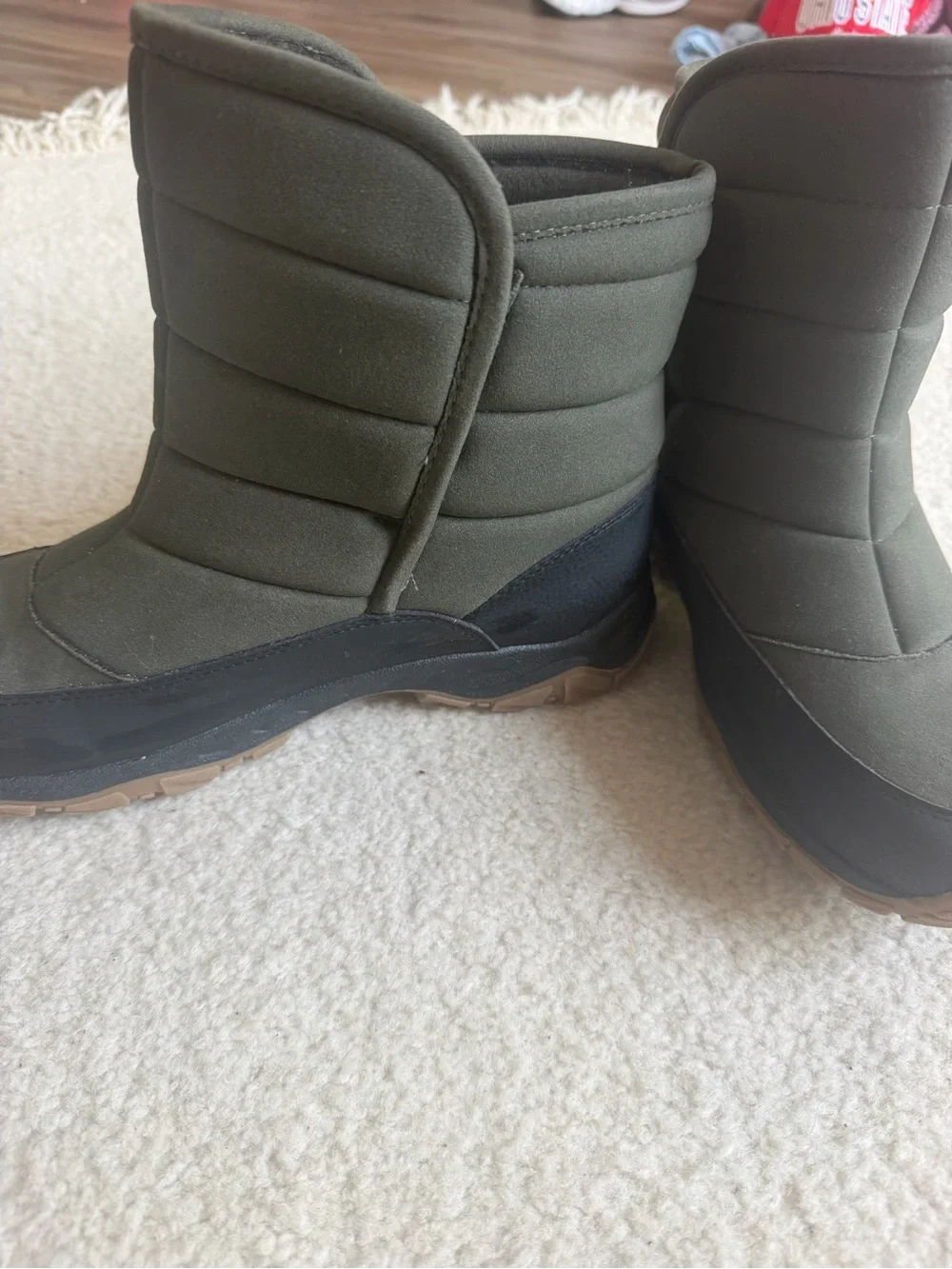 Lands' End Olive Green Quilted Winter Snow Boots Mens 10